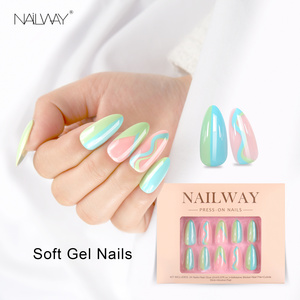 Private Label 24 PCs New Design Summer Use Full Cover Soft Gel Press On Nails Wholesale Fake Nails