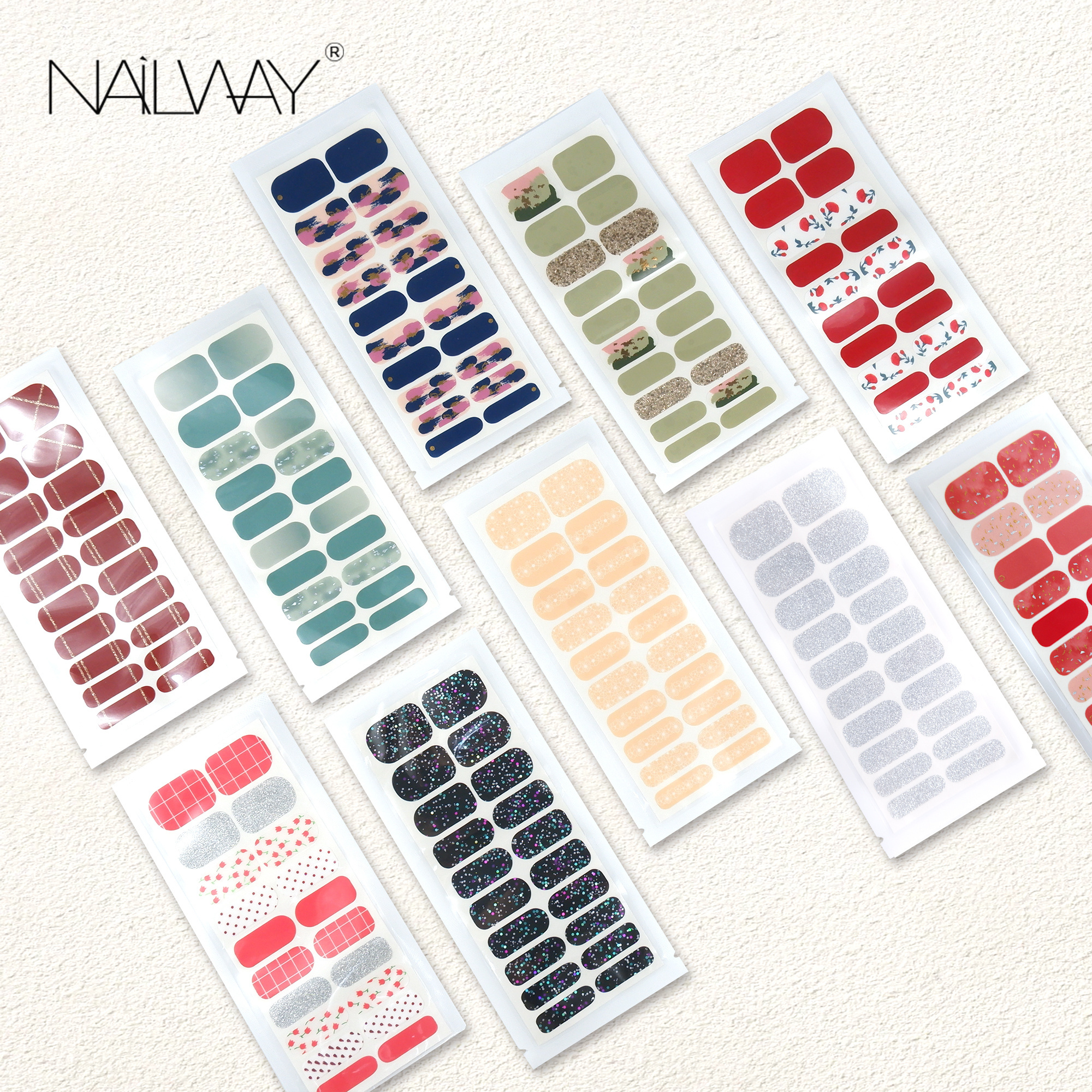 Free Sample Wholesale Eco-friendly Custom Nail Foil Sticker Self Adhesive Finger Gel Nail Wraps