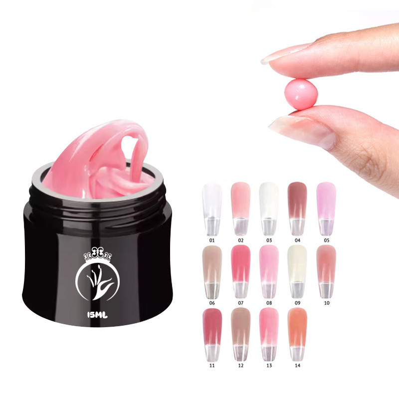 Best Supply Wholesale 15ml/30ml Pink Nude Color Glossy Poly Solid Builder Varnish Gel Nail Acryl Gel for Nail Salon