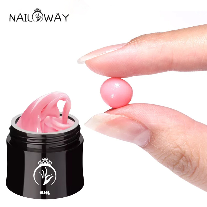 Best Supply Wholesale 15ml/30ml Pink Nude Color Glossy Poly Solid Builder Varnish Gel Nail Acryl Gel for Nail Salon