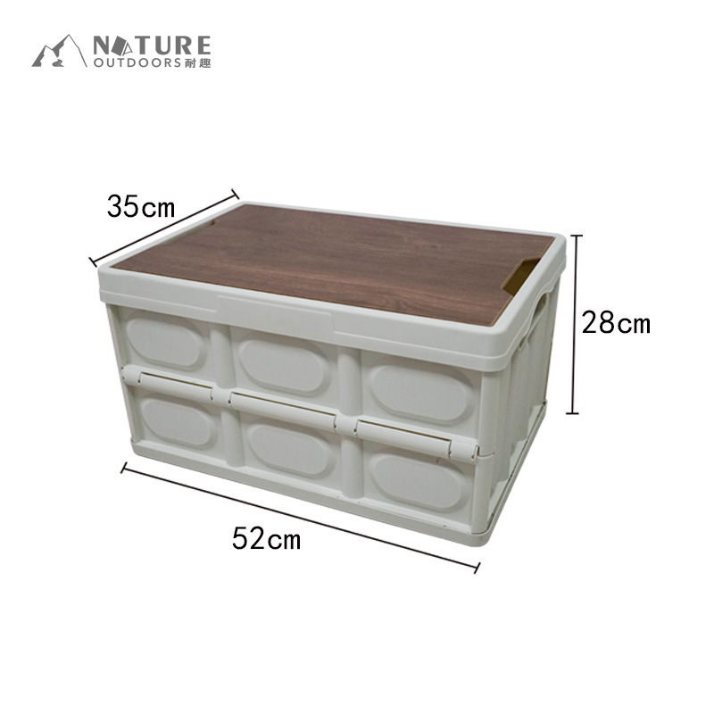 Outdoor Glamping Camping Folding Storage Box Wood Lid Car Trunk Storage Box Creative Organizing Box