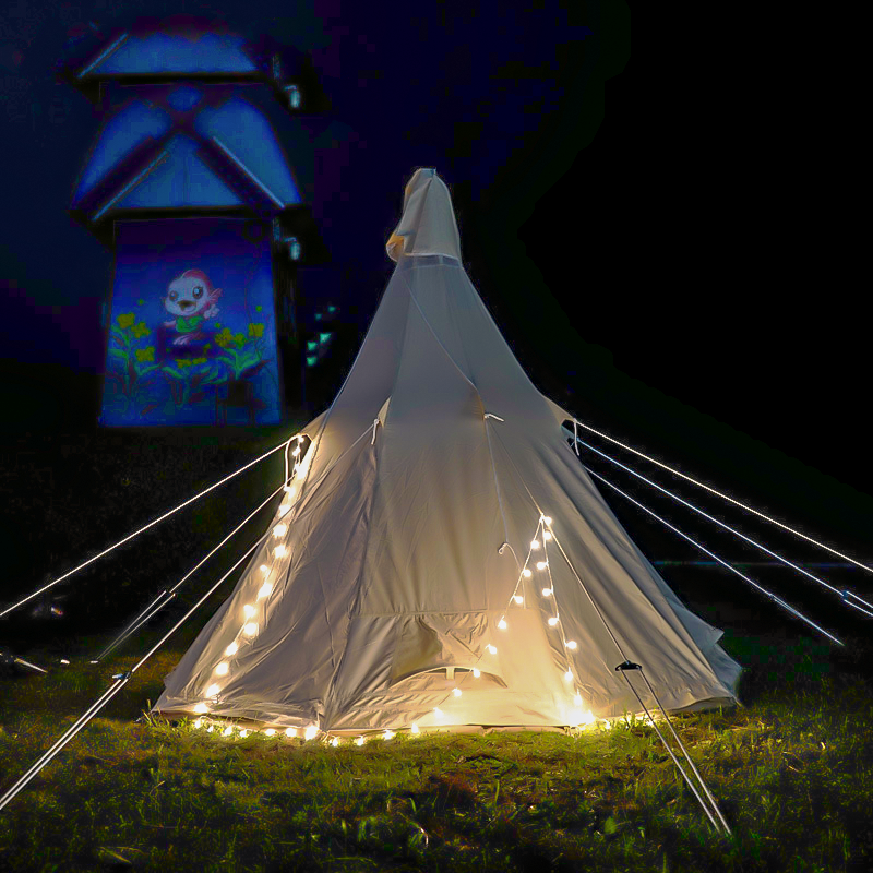 Four season canvas indian tipi pyramid outdoor camping tent 6 person family teepee tent