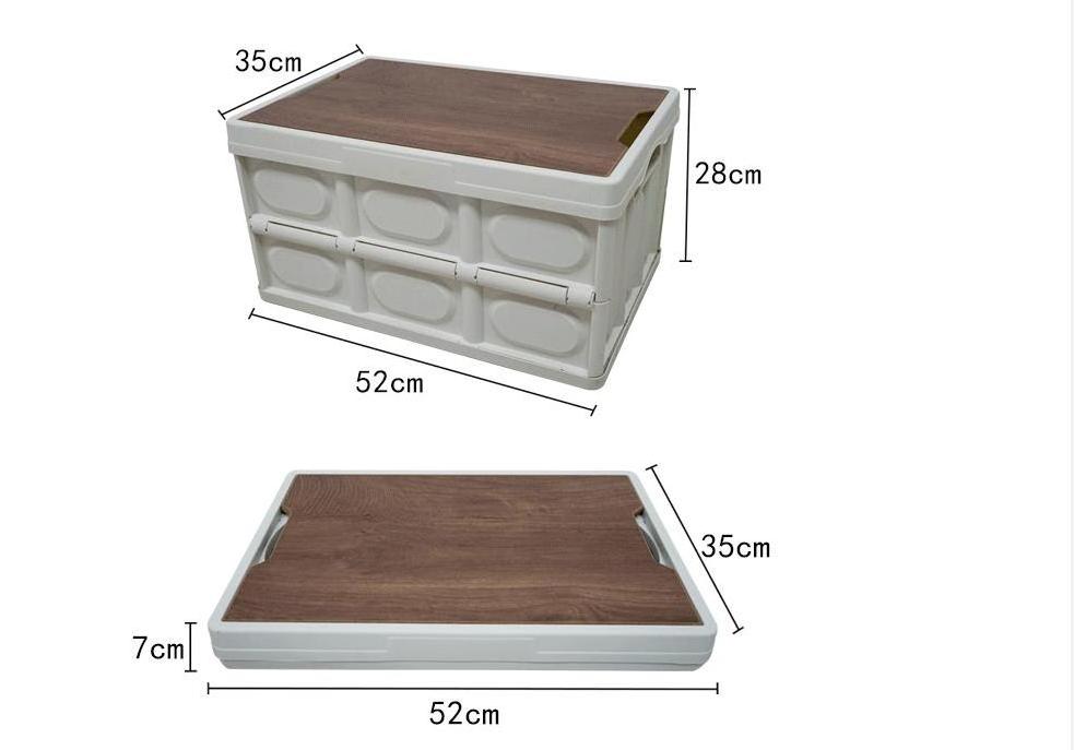 Outdoor Glamping Camping Folding Storage Box Wood Lid Car Trunk Storage Box Creative Organizing Box