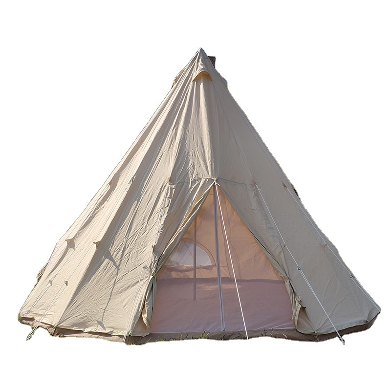 Four season canvas indian tipi pyramid outdoor camping tent 6 person family teepee tent