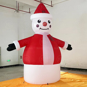 Big Advertising Cartoon Mascot Christmas Snowman Inflatable Snow Man With Air Blower For Decoration