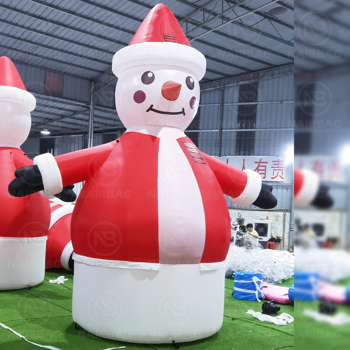 Big Advertising Cartoon Mascot Christmas Snowman Inflatable Snow Man With Air Blower For Decoration