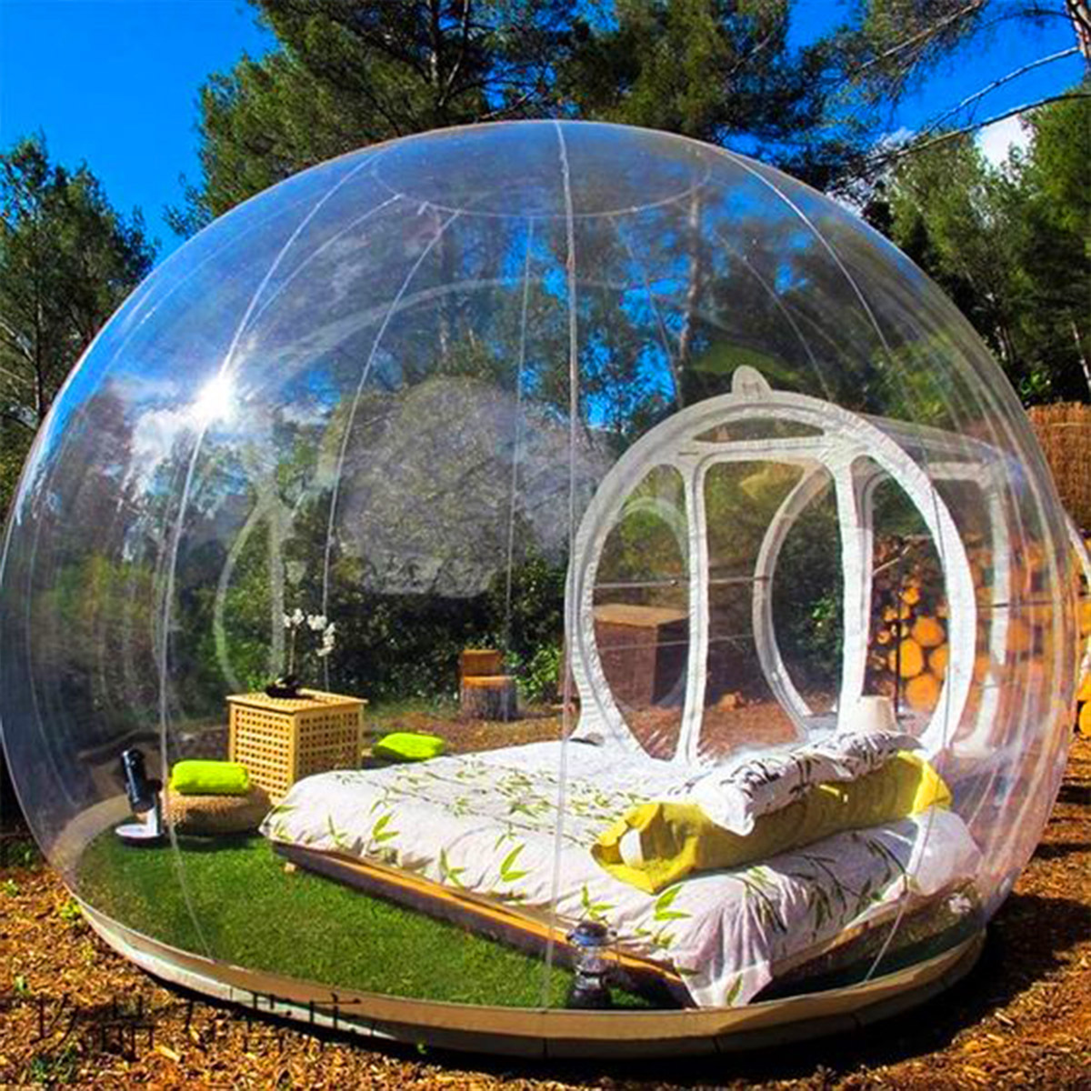 Inflatable Glamping Tent Luxury Hotel Inflatable Bubble Rooms Camping Inflatable Bubble Tent House With Bathroom And Tunnel