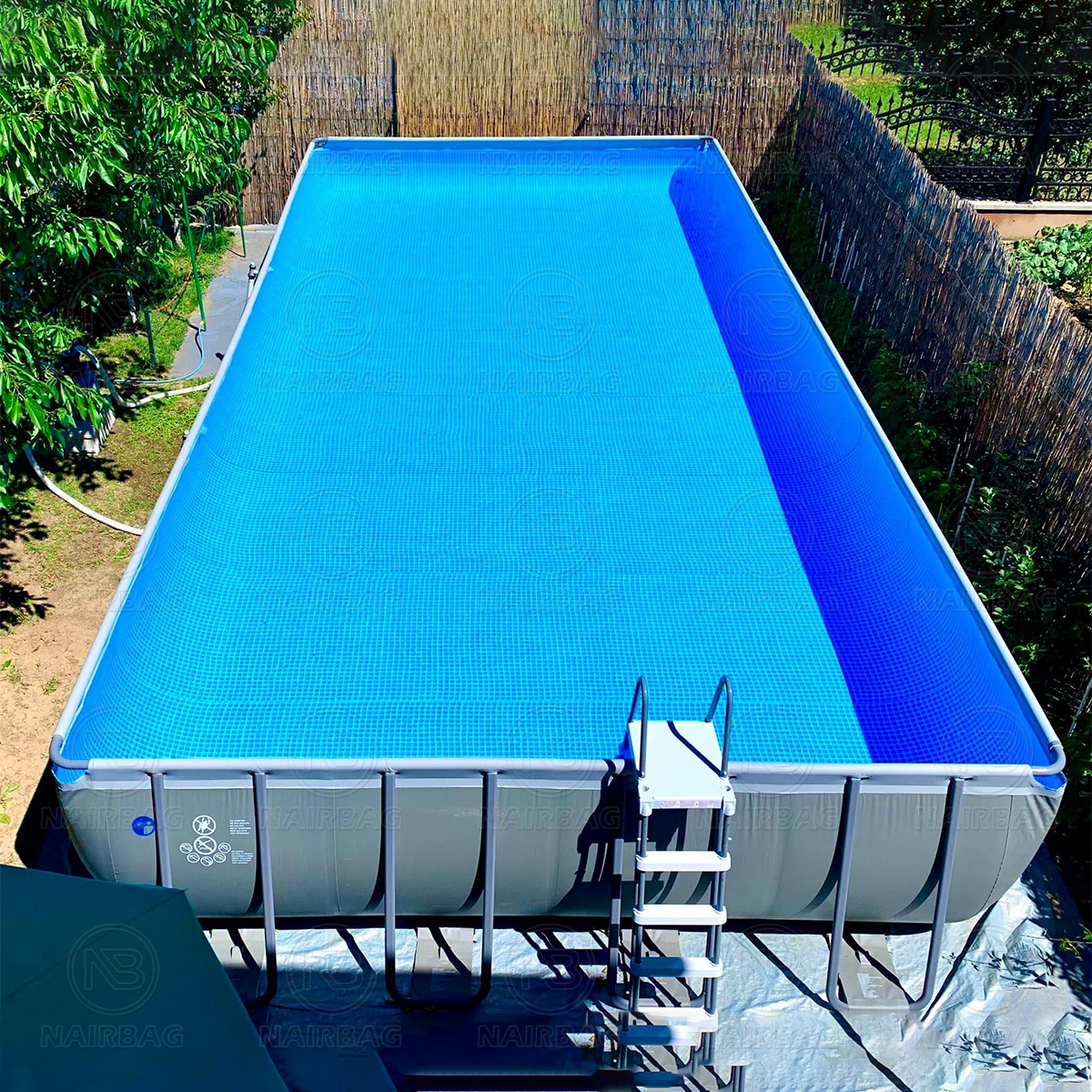 Above Ground Stainless Steel Metal Frame Giant Swimming Pool Rectangular Square Structural Ring PVC Large Swim Pool