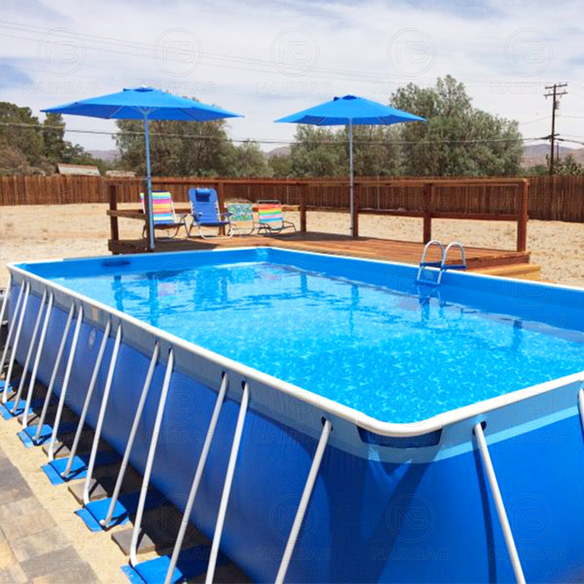 Above Ground Stainless Steel Metal Frame Giant Swimming Pool Rectangular Square Structural Ring PVC Large Swim Pool