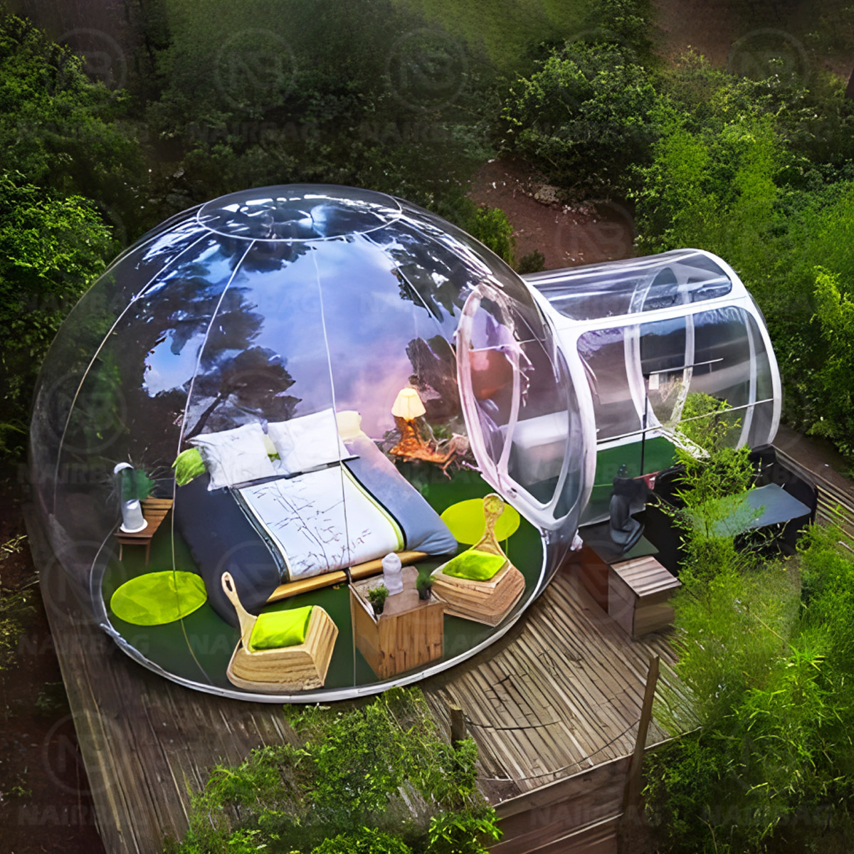 Inflatable Glamping Tent Luxury Hotel Inflatable Bubble Rooms Camping Inflatable Bubble Tent House With Bathroom And Tunnel