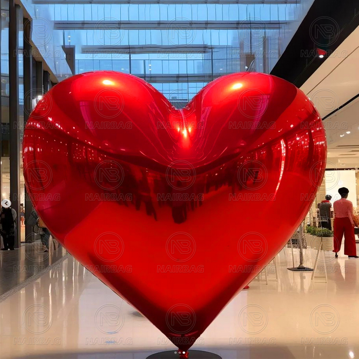 Red Reflective Inflatable Mirror Heart Balloons Giant PVC Big Shiny Mirror Ball/Sphere For Wedding Birthday Party Event Decor