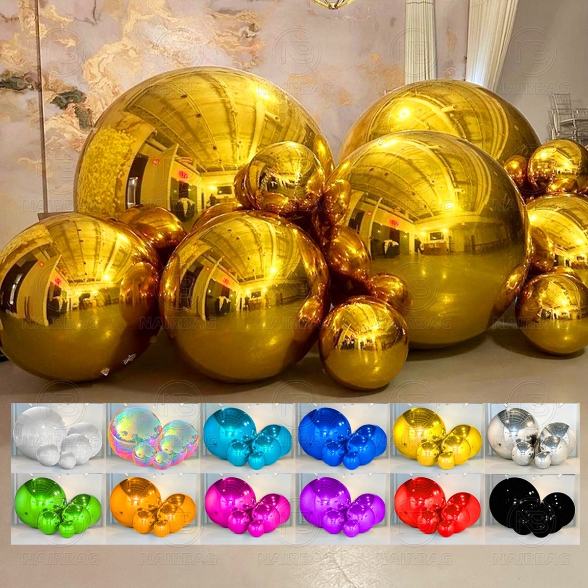 Inflatable Mirror Balls Sphere PVC Large Reflective Mirror Balloon Big Shiny Ball For Disco Christmas Wedding Party Events Decor