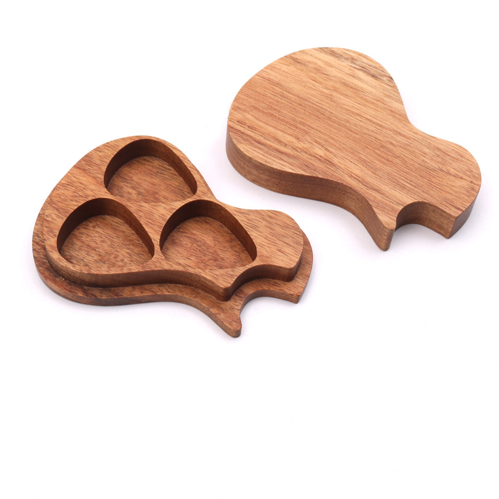 Wholesale Acacia Wooden Guitar Shape High Quality Wooden Guitar Pick Box