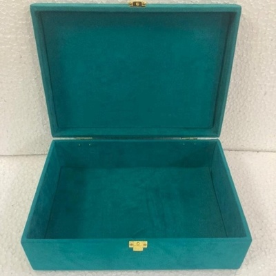 Custom Premium Tiffany Blue Wood Box Velvet Wedding Invitation Luxury Velvet Gift Box