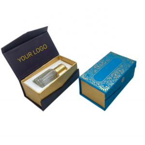 Custom Luxury Gold Foil Magnetic Black Gift Box Empty Perfume Oil Attar Bottles With Box