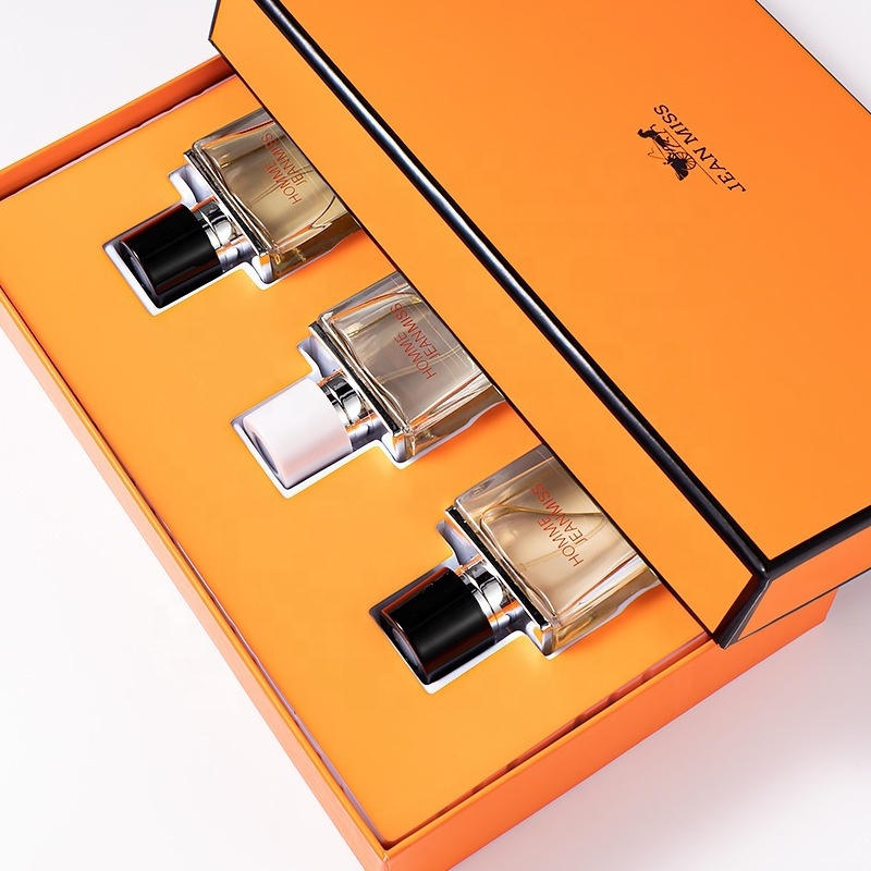 Box Manufacturer Custom Empty Bottle Orange Paper Box For Perfume Color Paper Perfume Set Box Packaging For Men