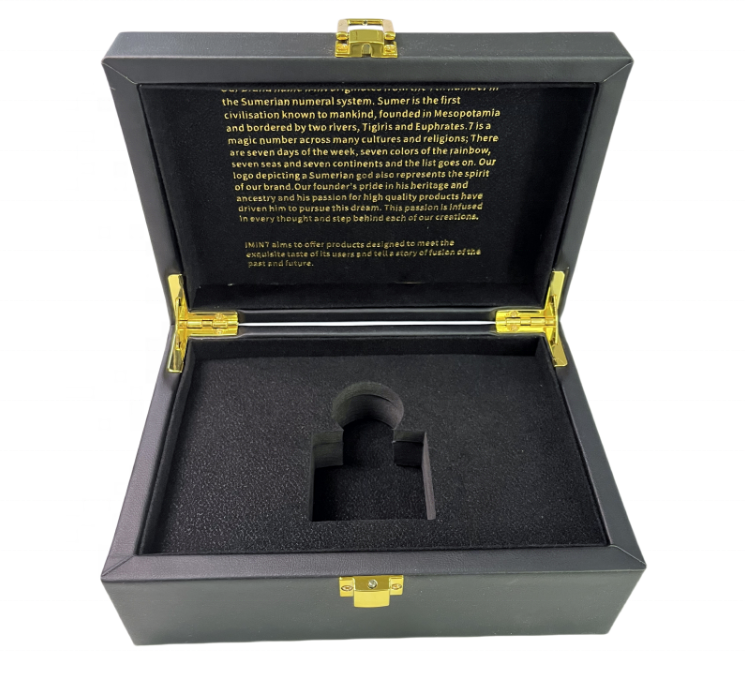 Custom High Quality Black Leather Satin Lined Gift Packaging Box  MDF Luxury Leather Perfume Packaging Box