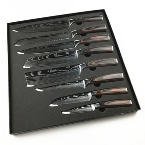 Damascus texture knife set kitchen japanese style knife set damascus kitchen knife sets