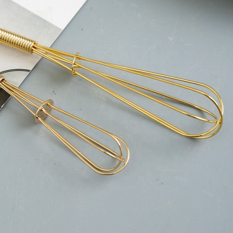 hot selling 13cm 18cm metal stainless steel egg whip gold color mini whisk