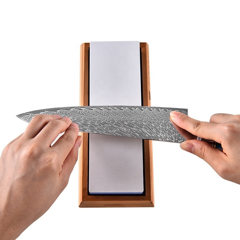 High Quality Whetstone Knife Sharpening Stone Set 2 Side - Grit 1000/6000 Knife Sharpener  Stone with NonSlip Bamboo Base