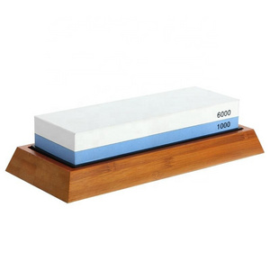 High Quality Whetstone Knife Sharpening Stone Set 2 Side - Grit 1000/6000 Knife Sharpener  Stone with NonSlip Bamboo Base