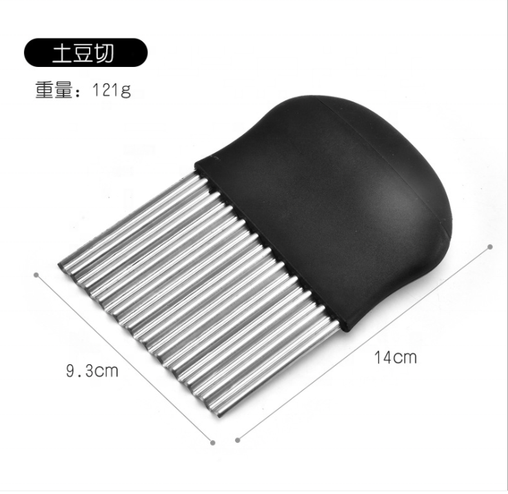 Kitchen Potato Crinkle Cutters French Fry Slicer Steel Blade Cutting Tool Vegetable Cutter Knife