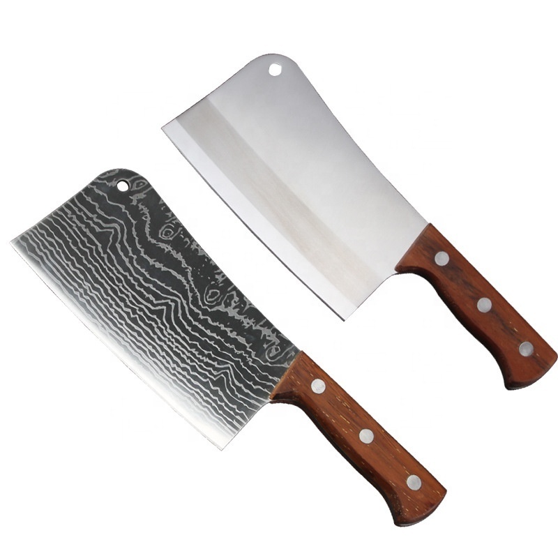 Hot Selling Professional  Heavy Duty Meat Cleaver Butcher knife with Wooden Handle and Boning Chopper Knife