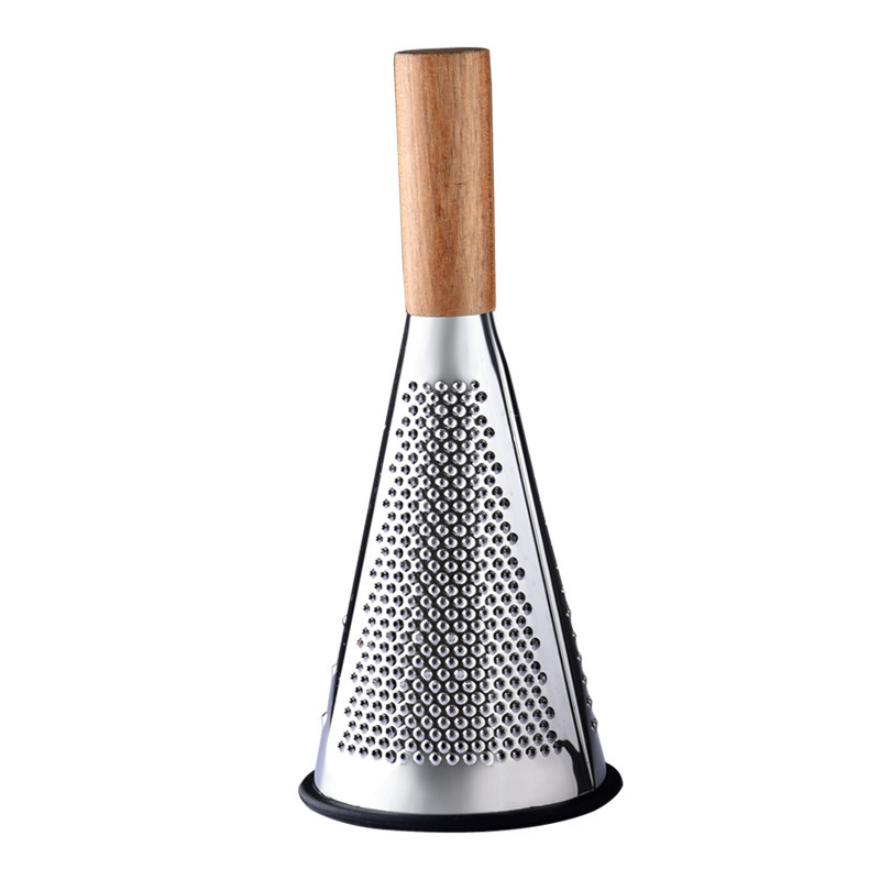 Hot Sale Cone Vegetable Cheese Potato Grater Kitchen 3-Sided Cone Multifunction Grater with Wooden Handle