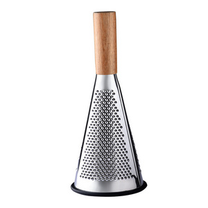 Hot Sale Cone Vegetable Cheese Potato Grater Kitchen 3-Sided Cone Multifunction Grater with Wooden Handle