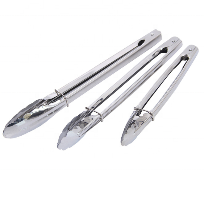 Stainless Steel Utility Food Mini Tongs Set Kitchen Metal Tongs Stainless Steel for Cooking Grilling Barbecue BBQ Serving Salad