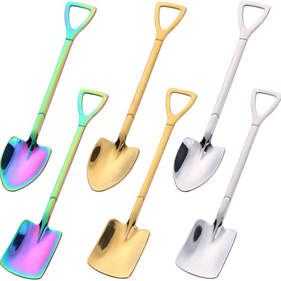 Cute Stainless Steel Mini Shovel Spoon Ice Cream Chocolate Cake Coffee Tea Stirring Spoons for Dessert Fruit Gelato Scoop