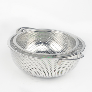 Stainless Steel Micro-perforated Colander Professional Fine Mesh Strainer Basket With Heavy Duty Handles And Self-draining Base