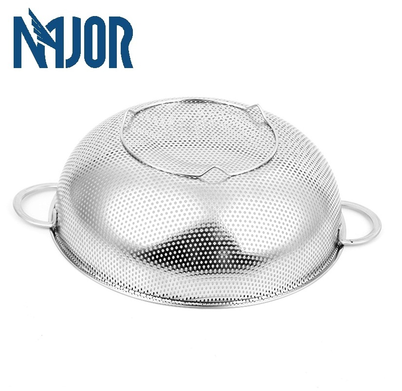 Stainless Steel Micro-perforated Colander Professional Fine Mesh Strainer Basket With Heavy Duty Handles And Self-draining Base