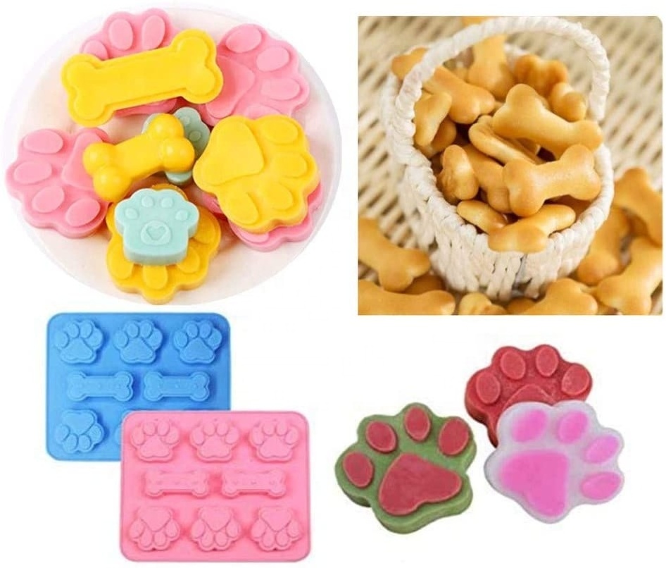 Candle Mold Silicone Animal Pet Cat Paw Dog Paws Molds Bone Shape Silicone Cake Mold for Bakery Dog Paw