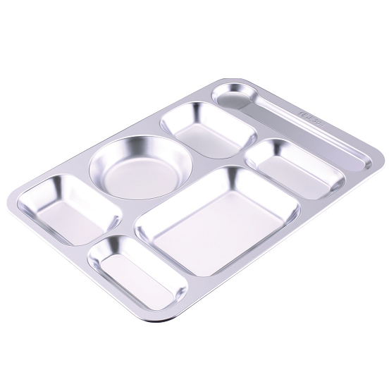 Mess Hall Divided Plates Fast Food Serving Compartment Snack Meal Tray With Lid For Adults