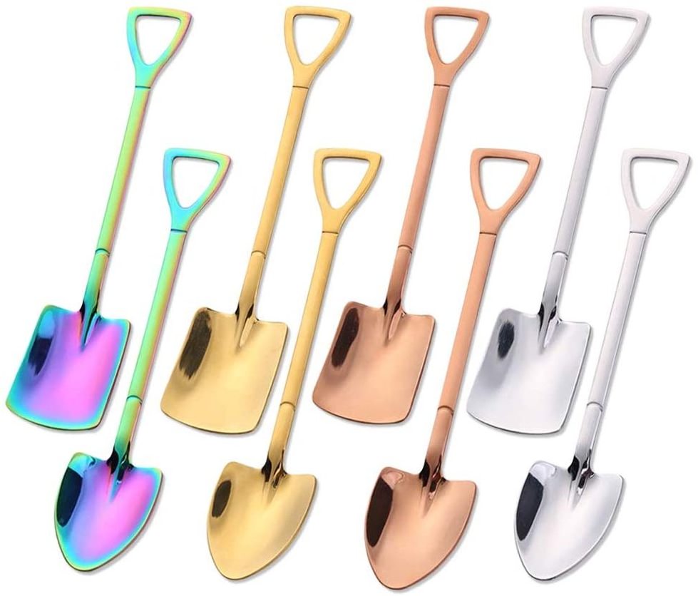 Cute Stainless Steel Mini Shovel Spoon Ice Cream Chocolate Cake Coffee Tea Stirring Spoons for Dessert Fruit Gelato Scoop