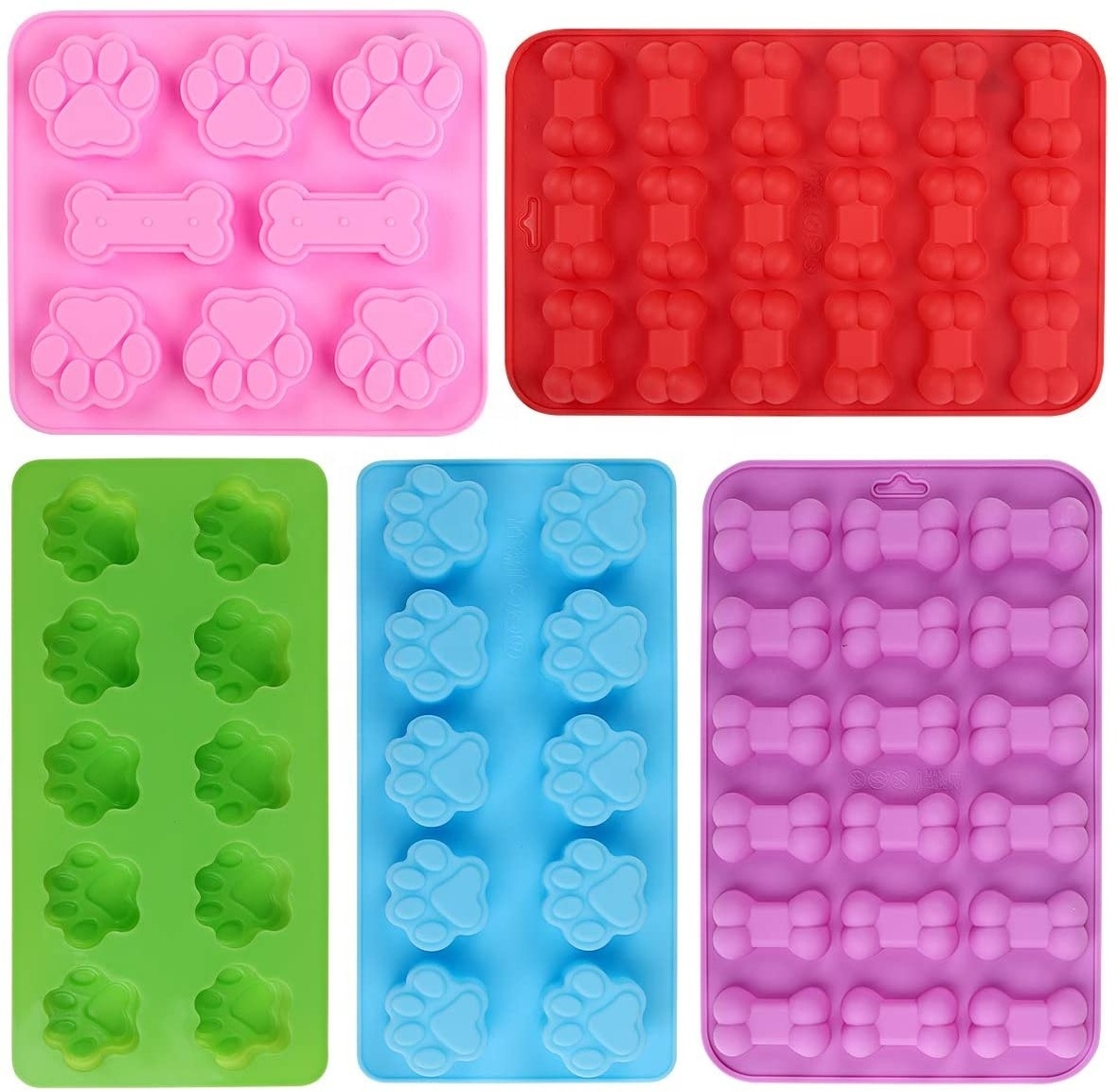 Candle Mold Silicone Animal Pet Cat Paw Dog Paws Molds Bone Shape Silicone Cake Mold for Bakery Dog Paw