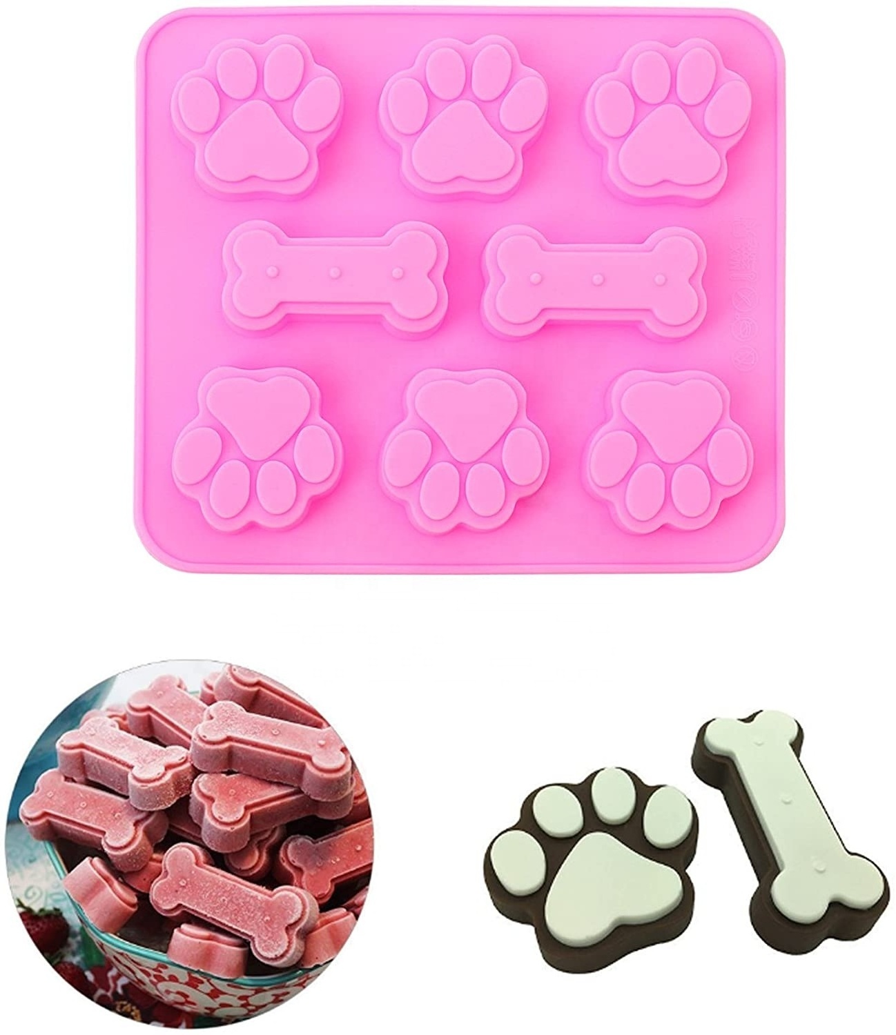 Candle Mold Silicone Animal Pet Cat Paw Dog Paws Molds Bone Shape Silicone Cake Mold for Bakery Dog Paw