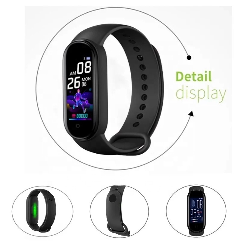 M5 magnetic Sports Smart Bracelet Wireless Music Fitness tracker band Watch Heart Rate Monitor Step Counter Blood Pressure