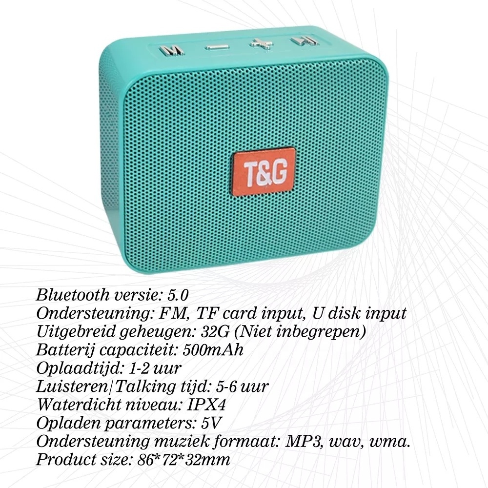 TG166 Portable Blue tooth bt 5.0 IPX5 Wireless Music Column box Subwoofer USB Speaker for Phones with TF FM Radio Built-in Mic