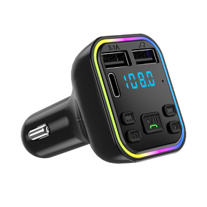 G38 qc3.0 Car BT 5.0 FM Transmitter PD Type-C Dual USB 3.1A Fast charging Colorful led Light quick charger wireless MP3 Player