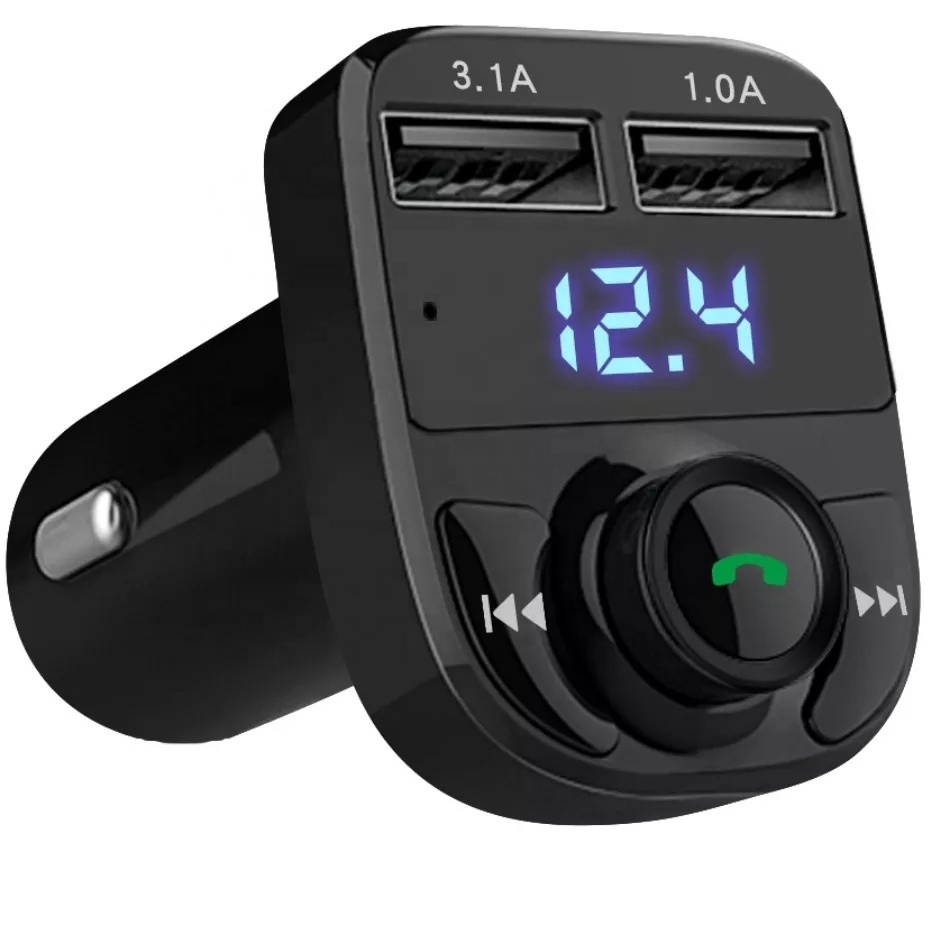 Car Audio Led MP3 Player X8 Quick charging Car Kit wireless car charger connector Mobile FM Transmitter with type c Dual USB