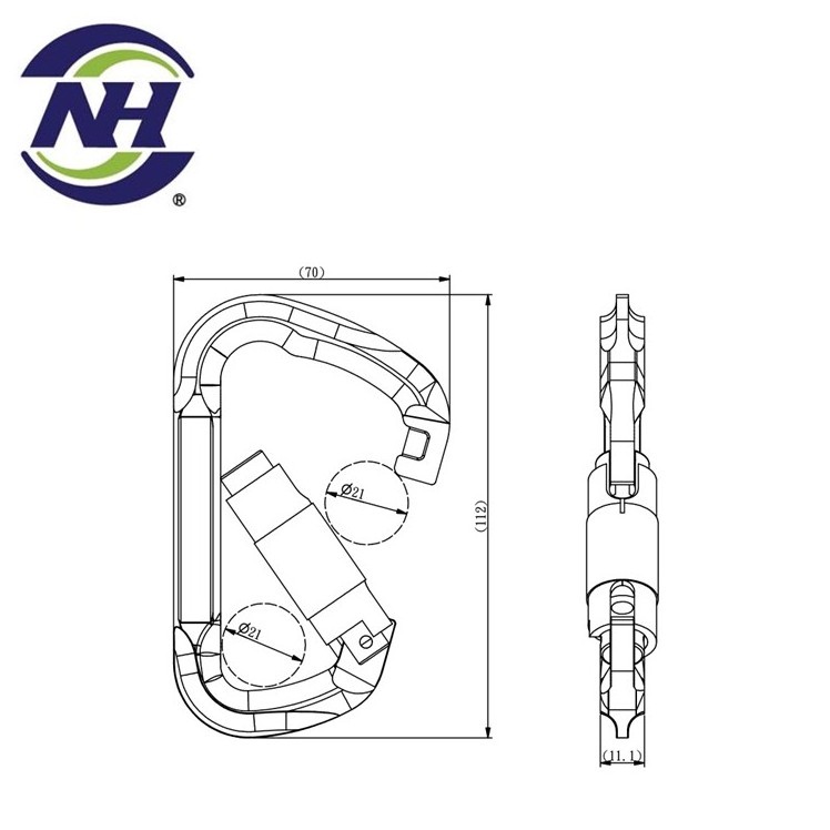 Aluminum alloy swing hook with climbing carabiner