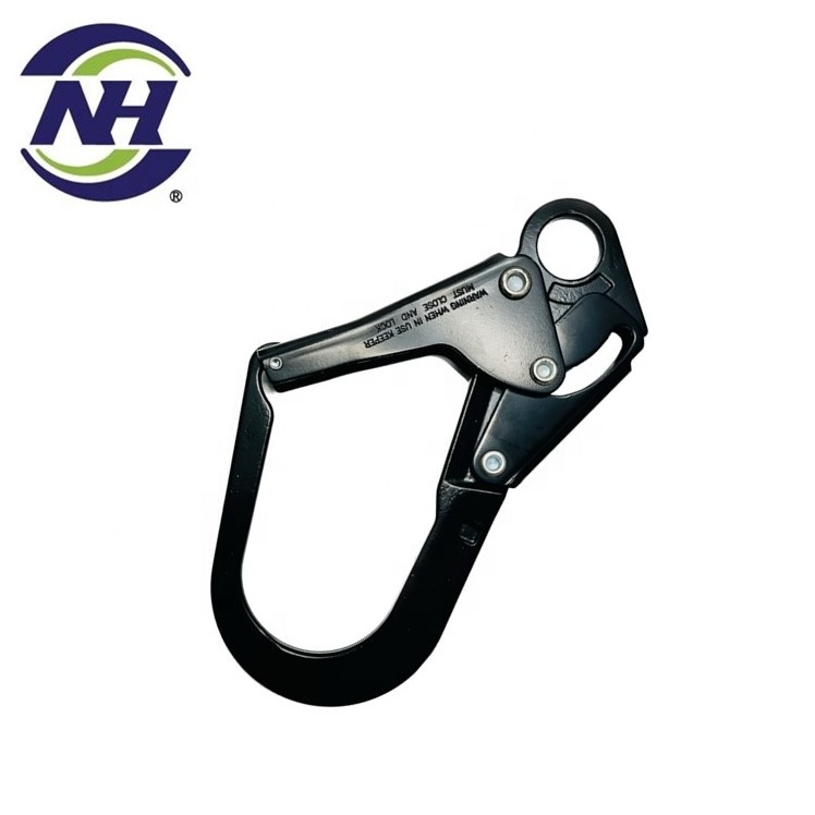 Double action steel carabiner safety harness snap hook