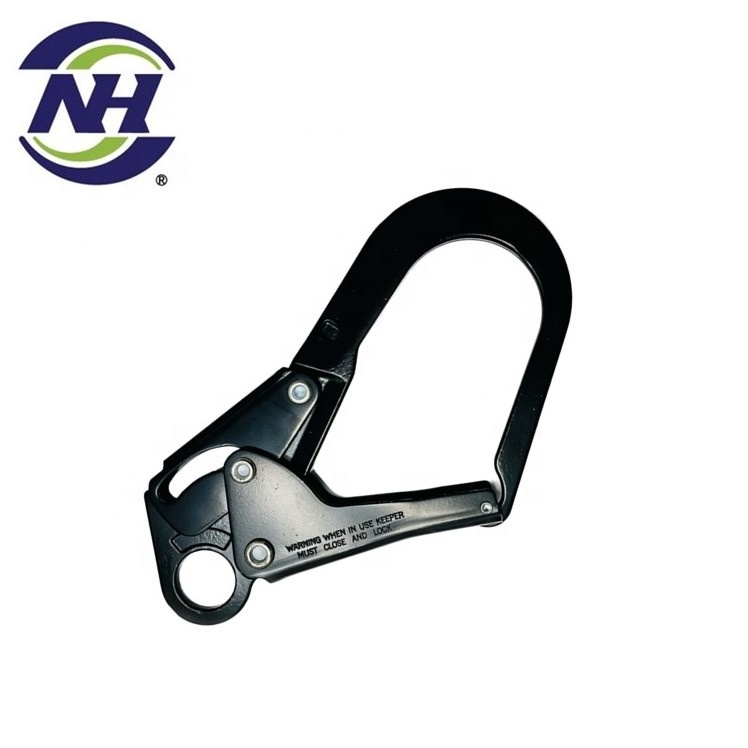 Double action steel carabiner safety harness snap hook