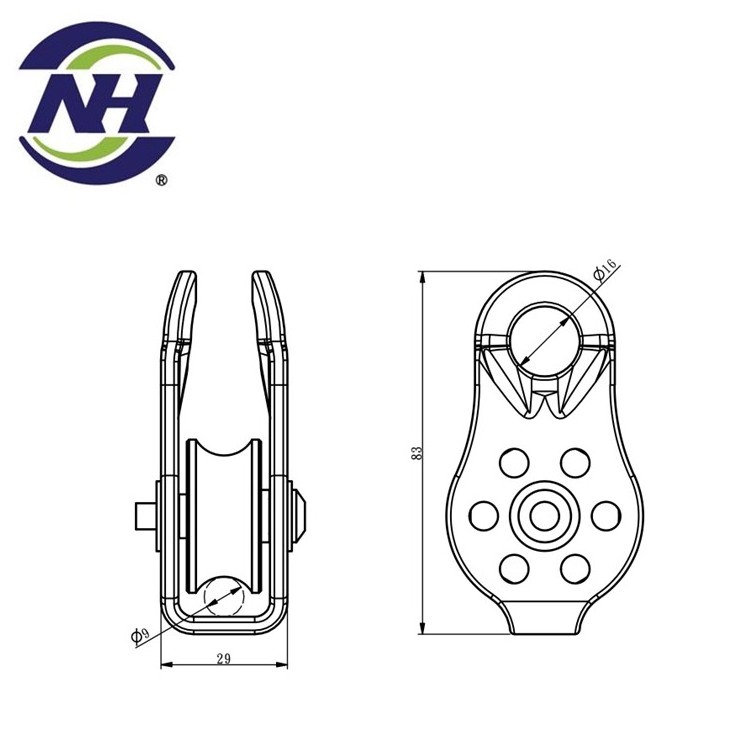 12mm 20kn round belt aluminium climbing pulley