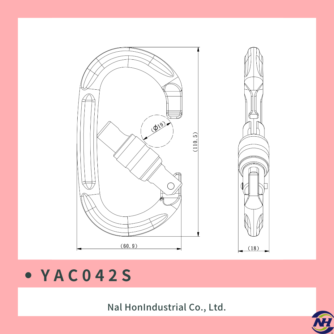 YAC042S Oval Lock Carabiner