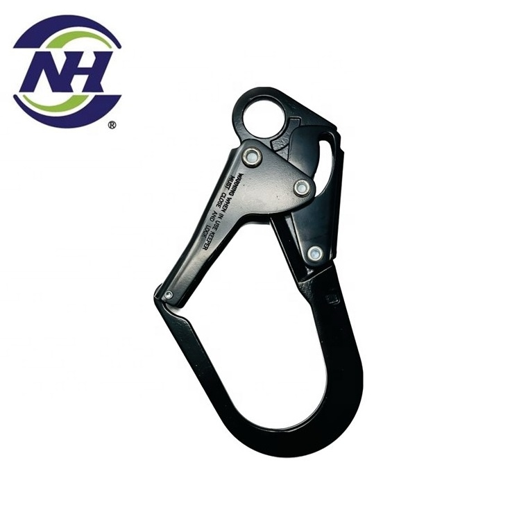 Double action steel carabiner safety harness snap hook