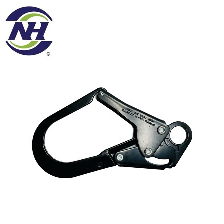 Double action steel carabiner safety harness snap hook