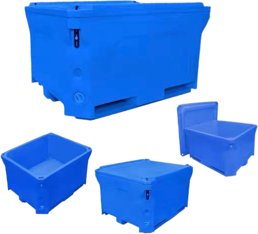 700 QT Rotomolded Plastic Insulated Rectangle Storage Dry Ice Box Bins Live Fish Transportation Container Large Fish Tubs